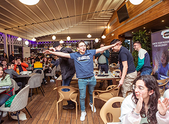 Students at a restaurant