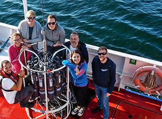 A group of students on a ship