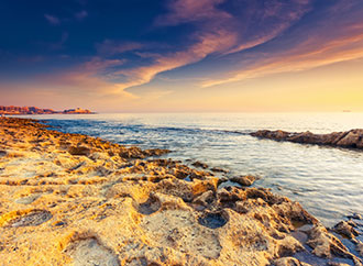 Rocky shore and the sea