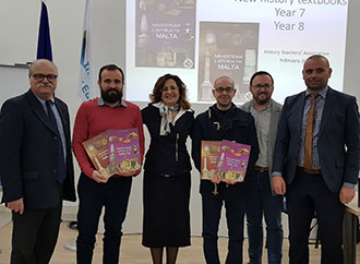 Prof Yosanne Vella new History Teachers’ Association President with the authors of the new Maltese History textbook for years 7 and 8