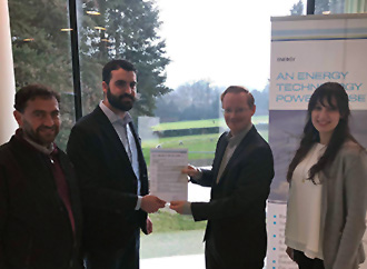 Dr Inġ. Daniel Buhagiar receiving the Statement of Feasibility from Dr Koen Broess, Business Lead Energy Storage at the DNV GL Energy department in Arnhem, The Netherlands