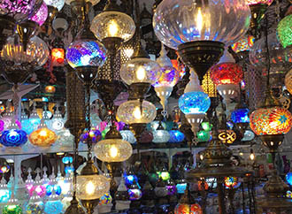 colourful hanging lamps