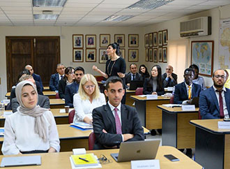 Director General and Deputy Minister for Foreign Affairs of Palestine H. E. Amal Jadou delivered a keynote address to MEDAC students and Faculty