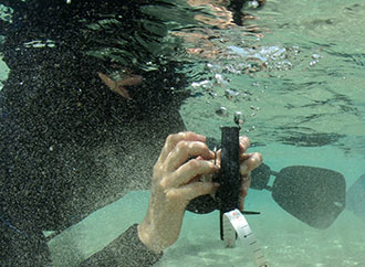 Researcher underwater 