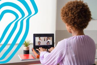 a women connecting via laptop with her colleagues