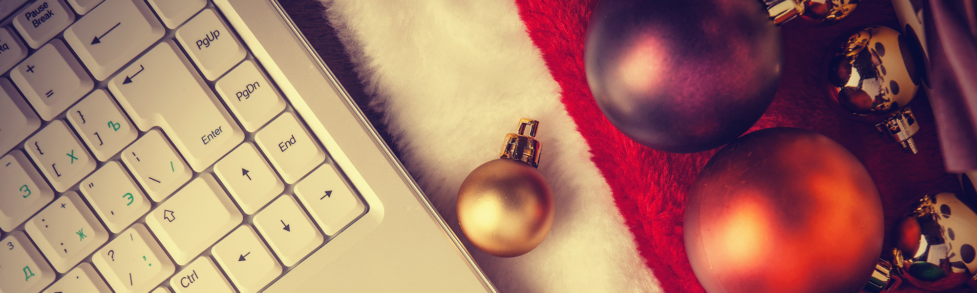 Laptop and Christmas Baubles