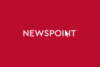 Newspoint logo on a red background